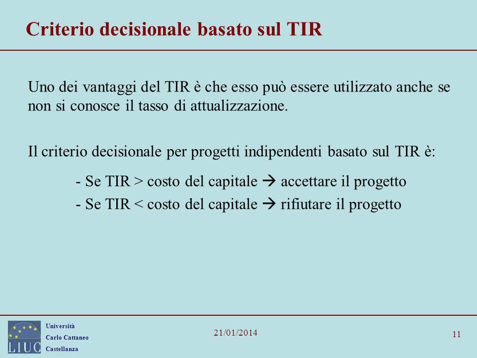 Criterio decisionale basato sul TIR