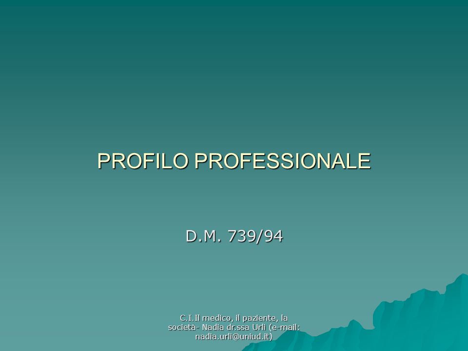 PROFILO PROFESSIONALE