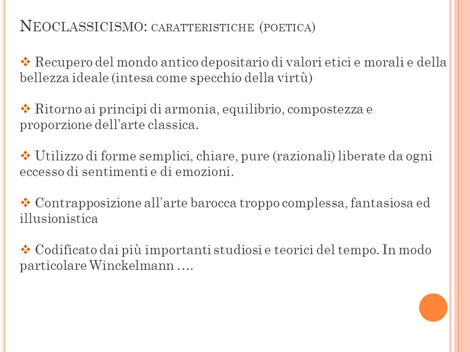 Neoclassicismo: caratteristiche (poetica)
