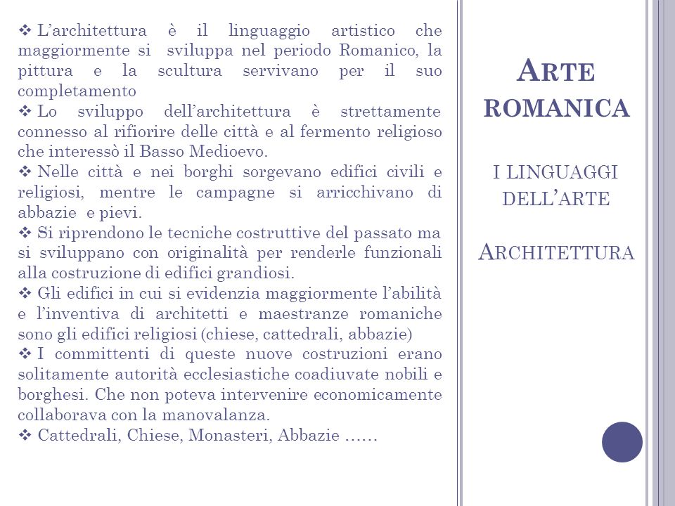 Arte romanica i linguaggi dell’arte Architettura