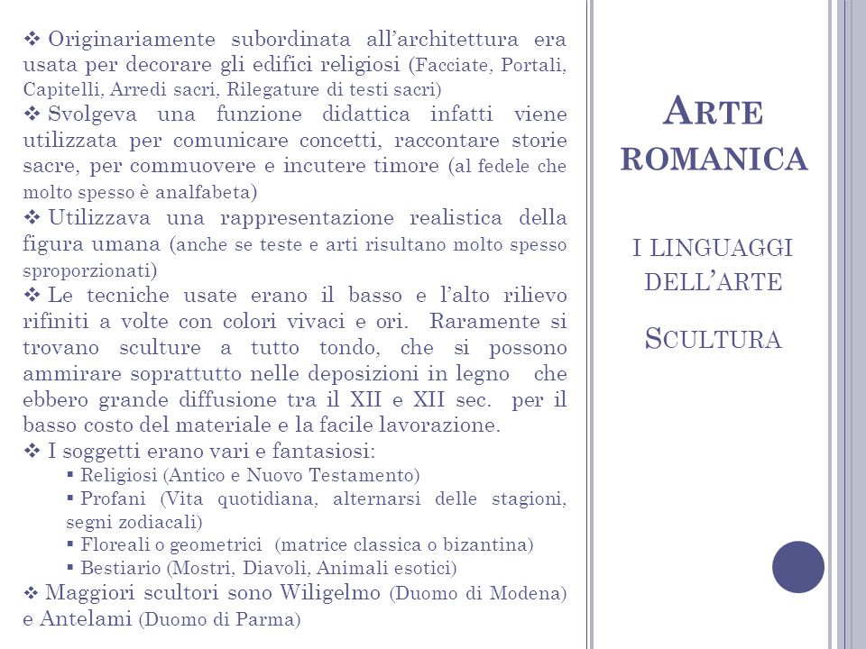 Arte romanica i linguaggi dell’arte Scultura