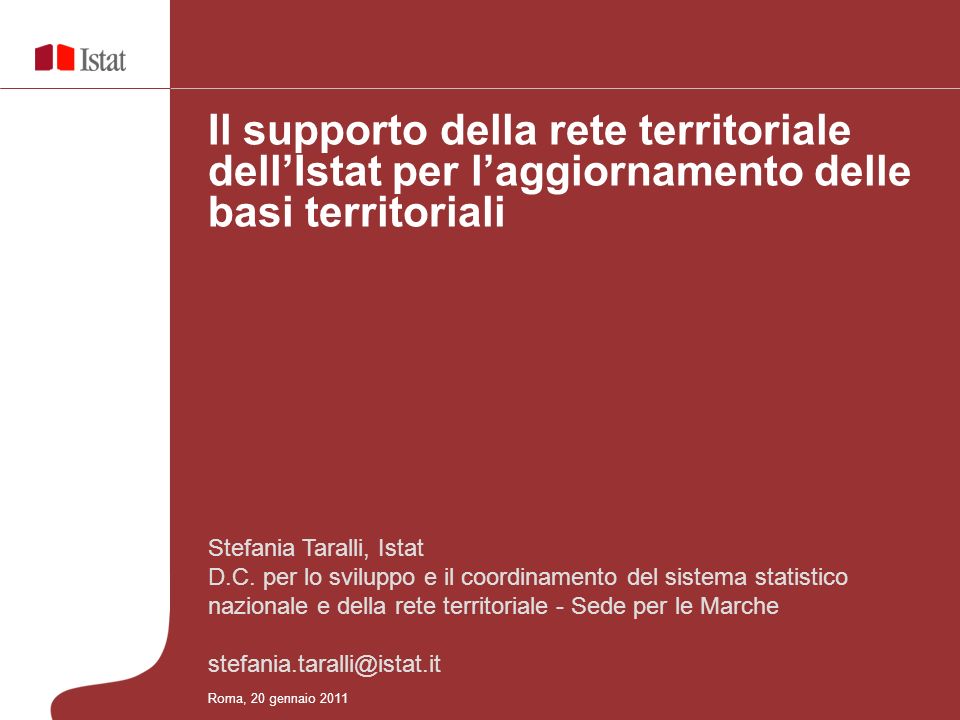 Il supporto della rete territoriale dell’Istat per l’aggiornamento delle basi territoriali