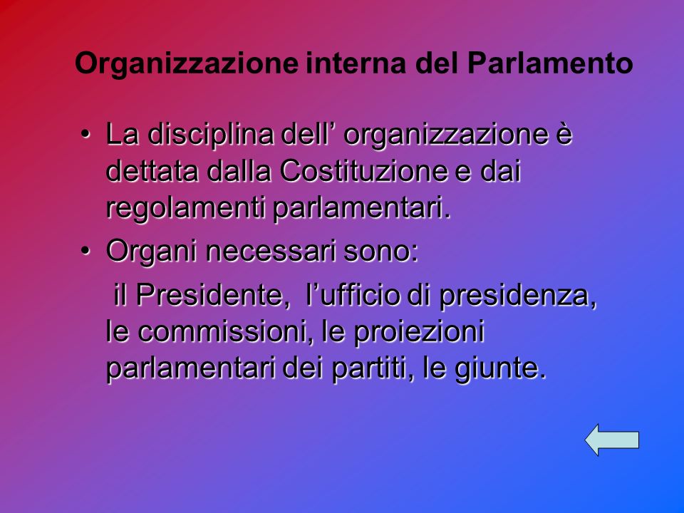 Organizzazione interna del Parlamento