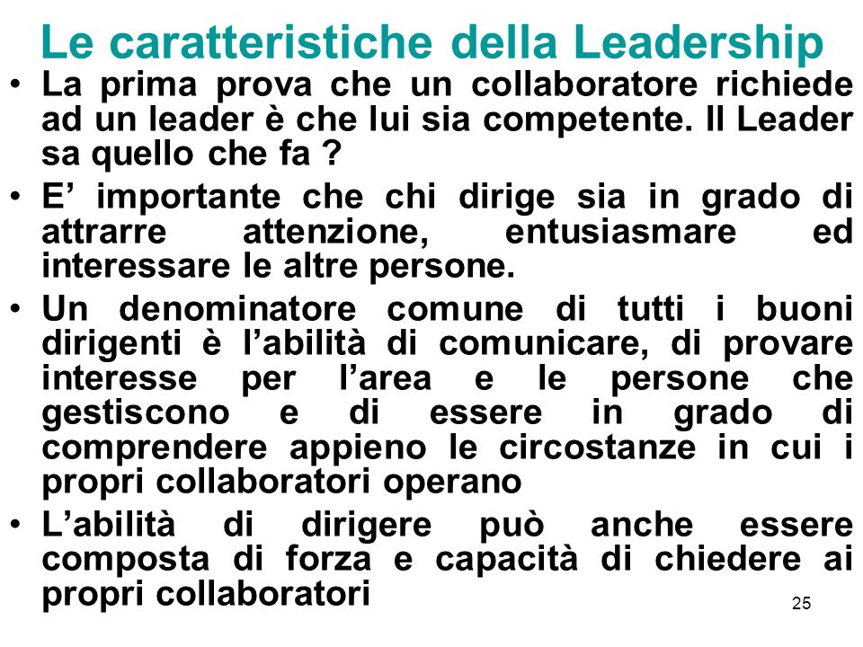 Le caratteristiche della Leadership