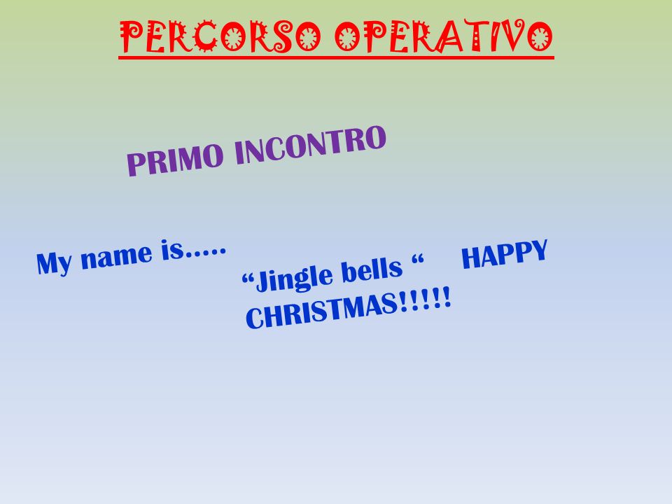 PERCORSO OPERATIVO PRIMO INCONTRO My name is…..