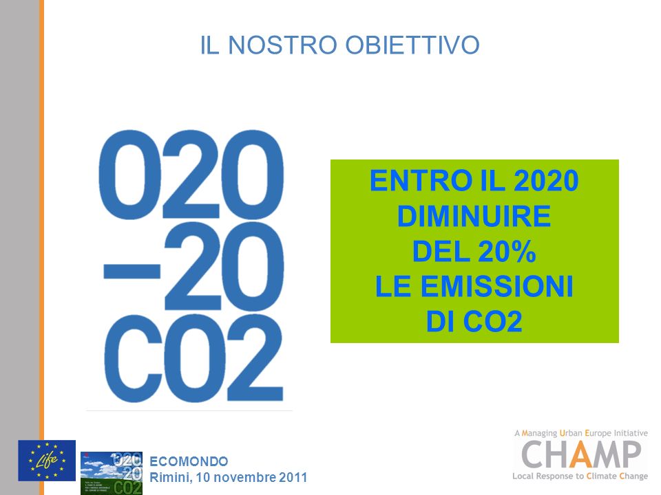 ENTRO IL 2020 DIMINUIRE DEL 20% LE EMISSIONI DI CO2