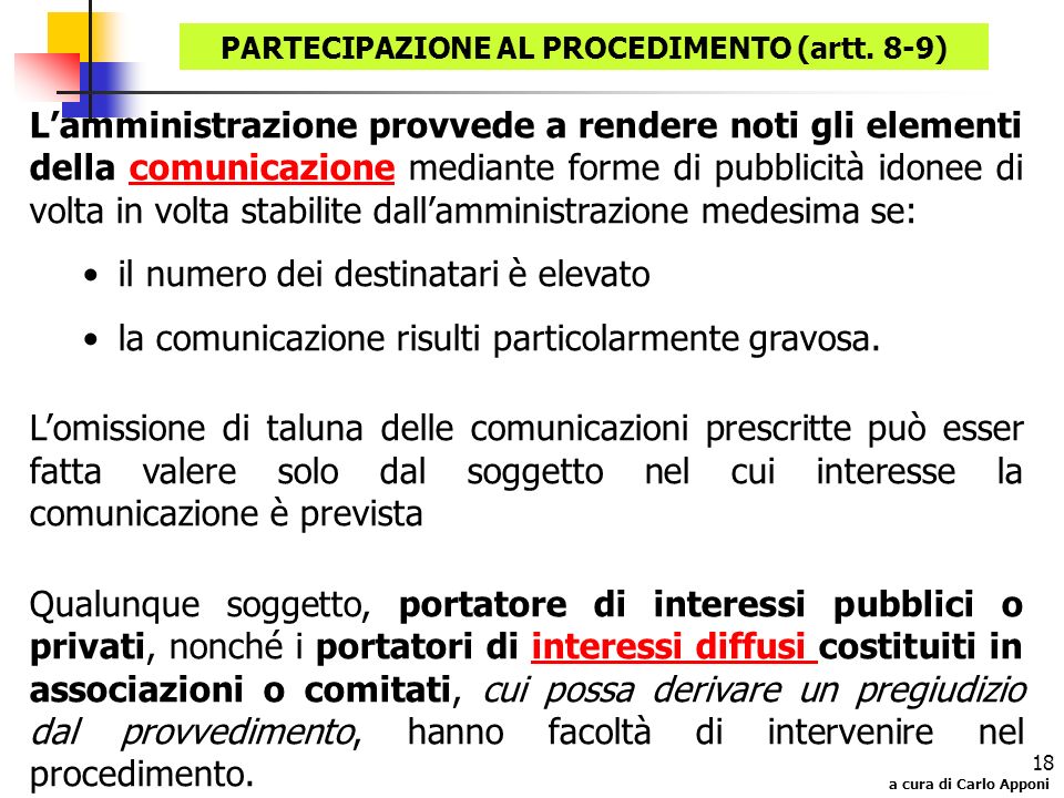 PARTECIPAZIONE AL PROCEDIMENTO (artt. 8-9)