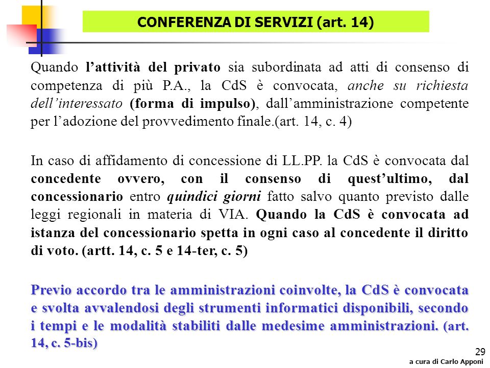 CONFERENZA DI SERVIZI (art. 14)