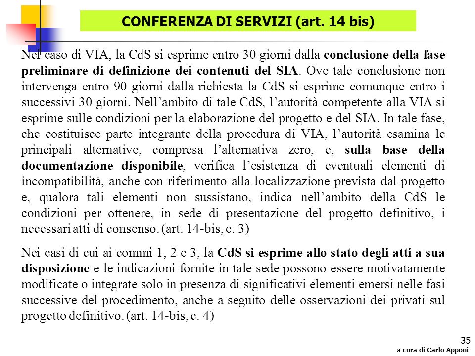 CONFERENZA DI SERVIZI (art. 14 bis)