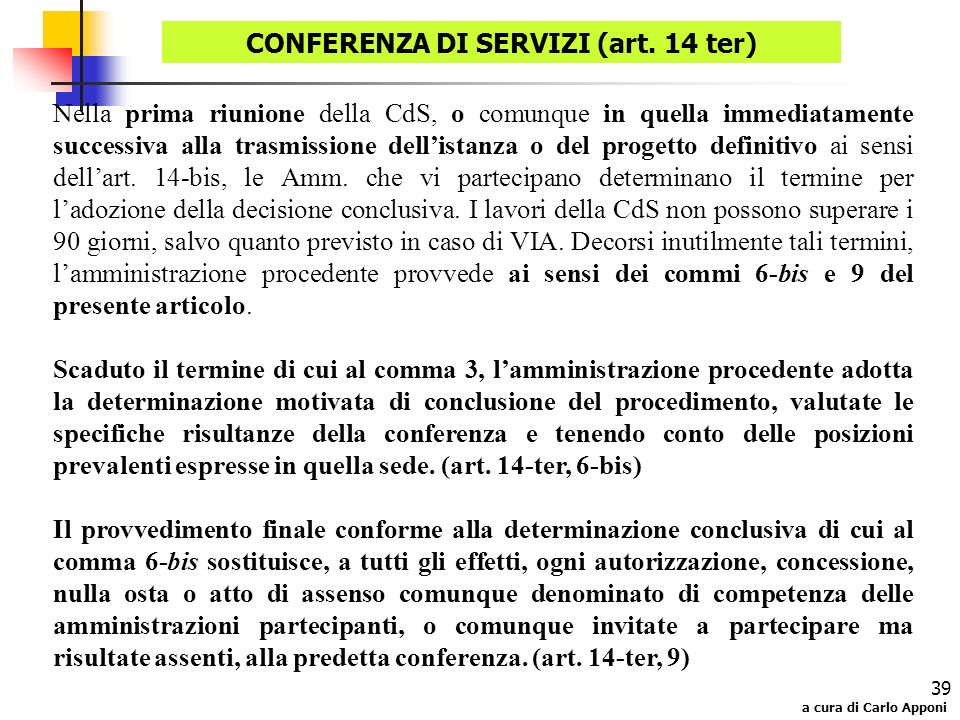 CONFERENZA DI SERVIZI (art. 14 ter)