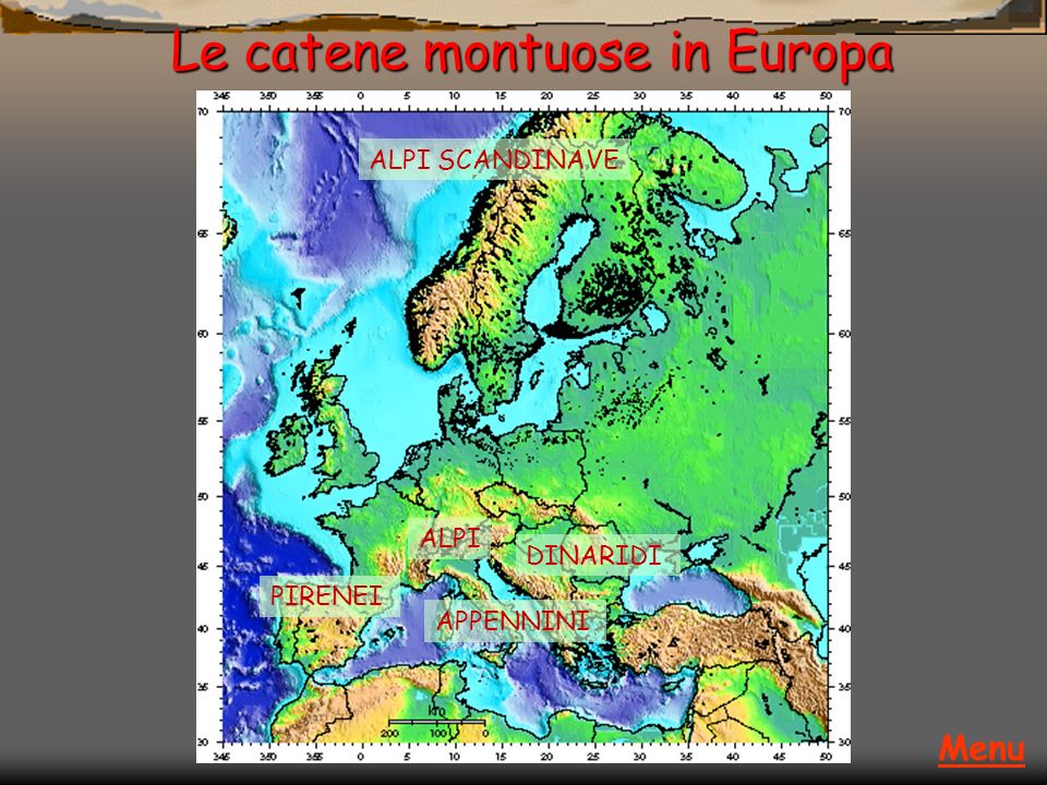 Le catene montuose in Europa