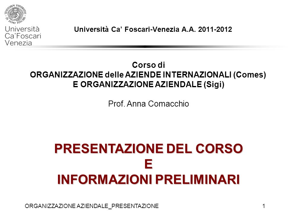 Università Ca’ Foscari-Venezia A.A