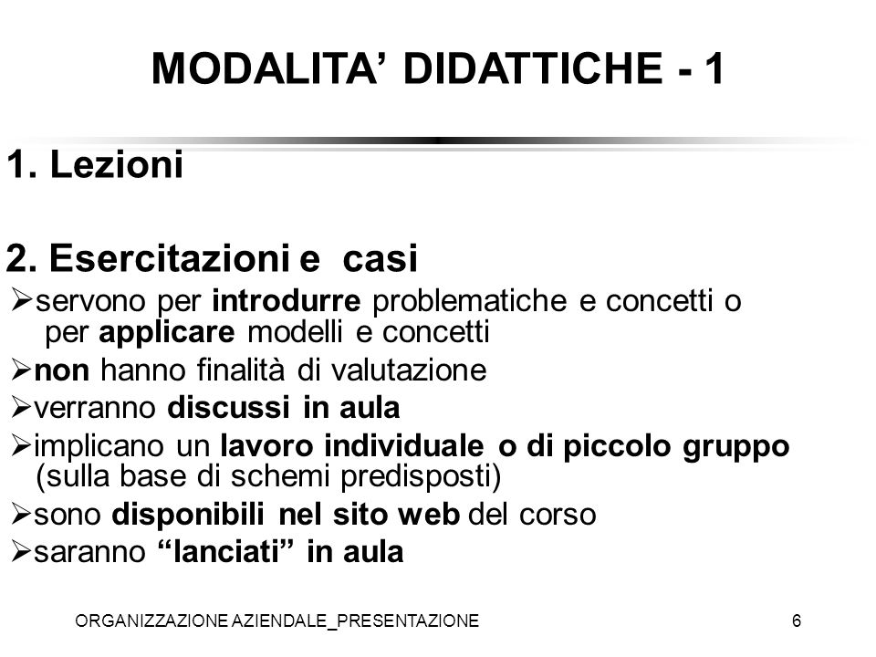 MODALITA’ DIDATTICHE - 1