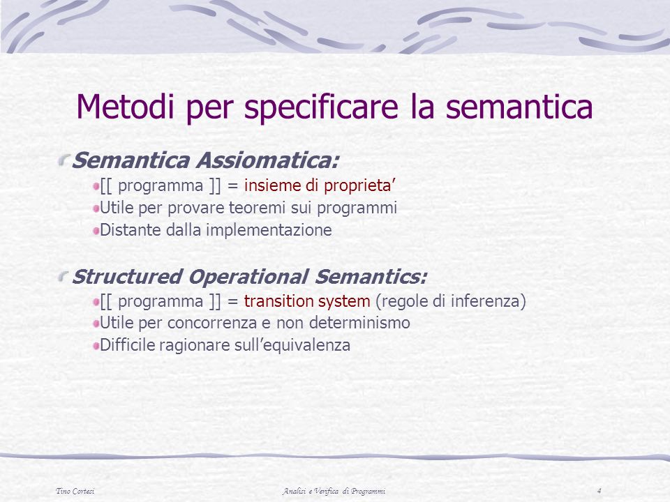 Metodi per specificare la semantica