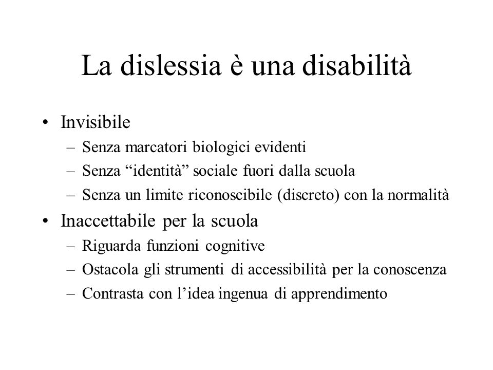La dislessia è una disabilità