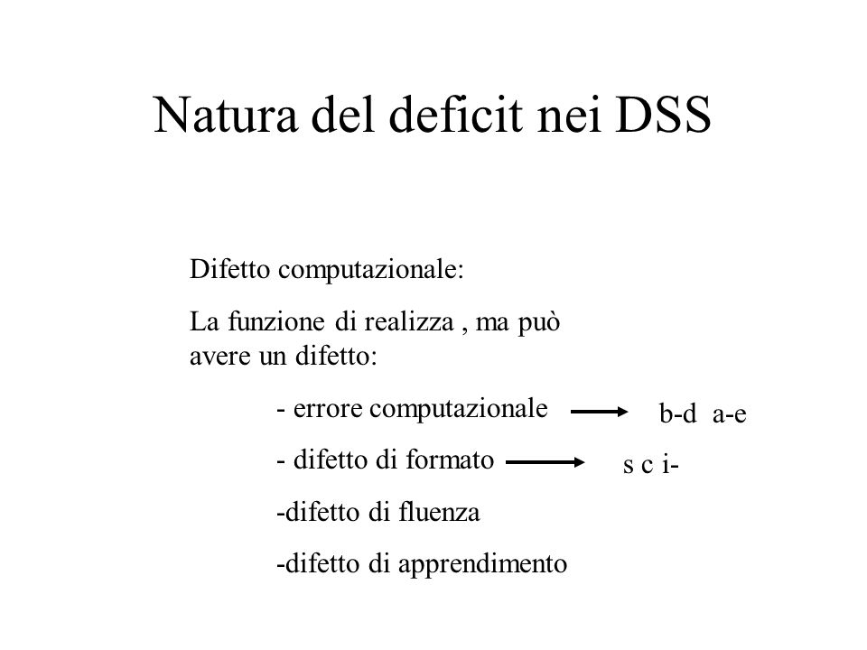 Natura del deficit nei DSS