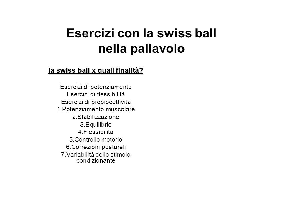 Esercizi con la swiss ball nella pallavolo