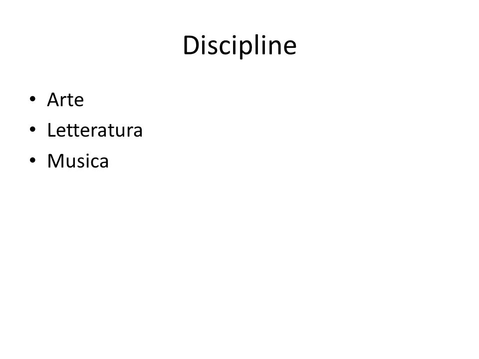 Discipline Arte Letteratura Musica