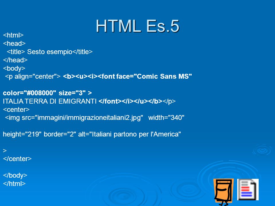 HTML Es.5 <html> <head>