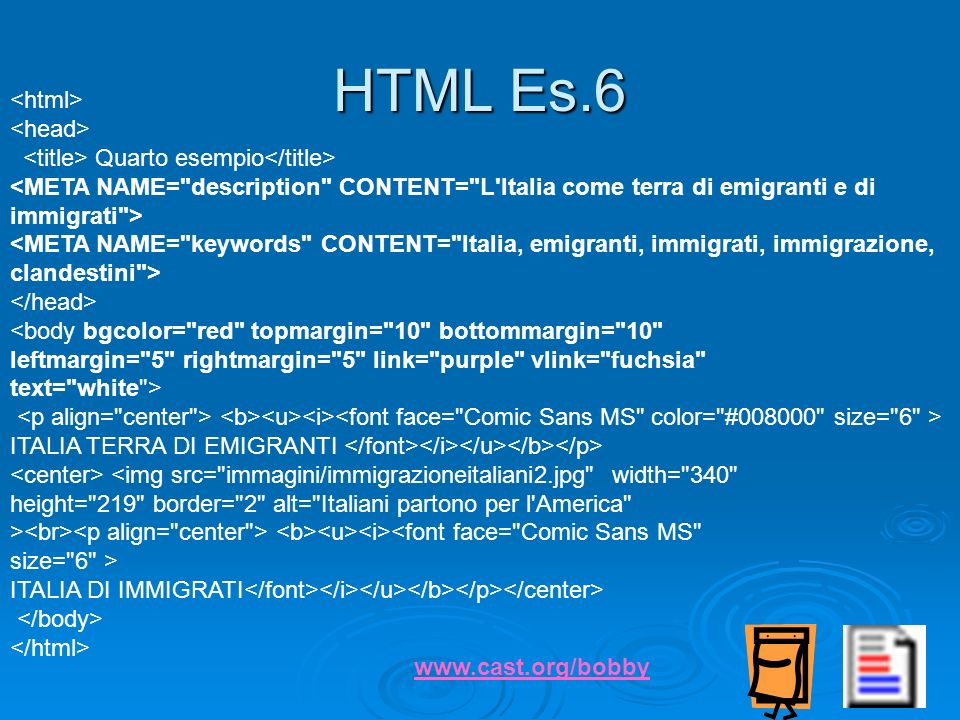 HTML Es.6 <html> <head>