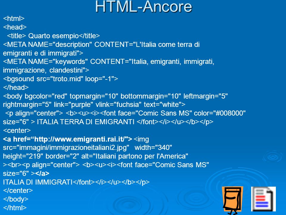 HTML-Ancore <html> <head>