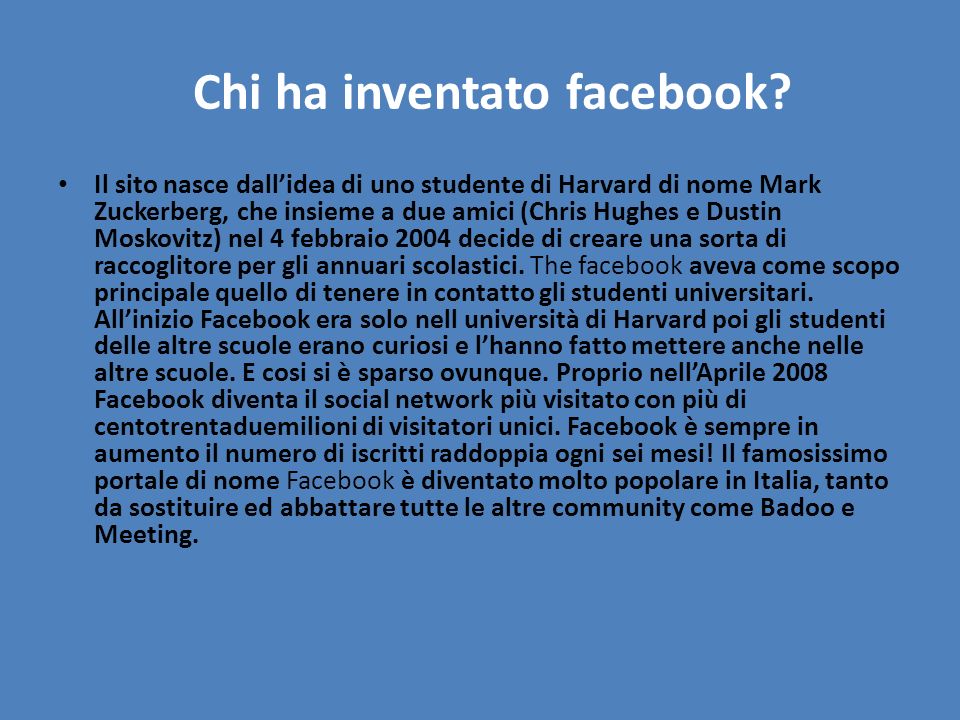 Chi ha inventato facebook
