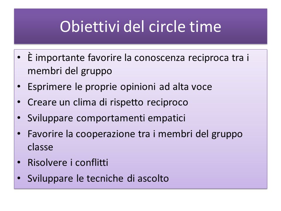 Obiettivi del circle time