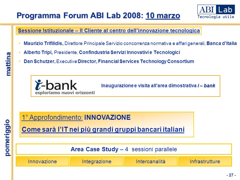 Programma Forum ABI Lab 2008: 10 marzo