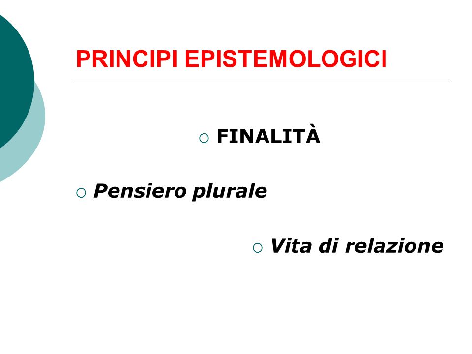 PRINCIPI EPISTEMOLOGICI