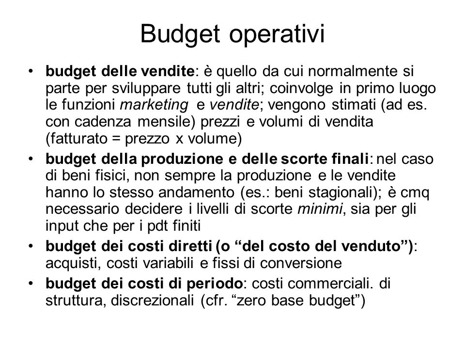 Budget operativi