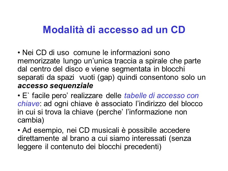 Modalità di accesso ad un CD