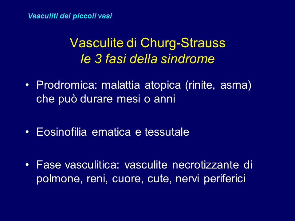 Vasculite di Churg-Strauss le 3 fasi della sindrome