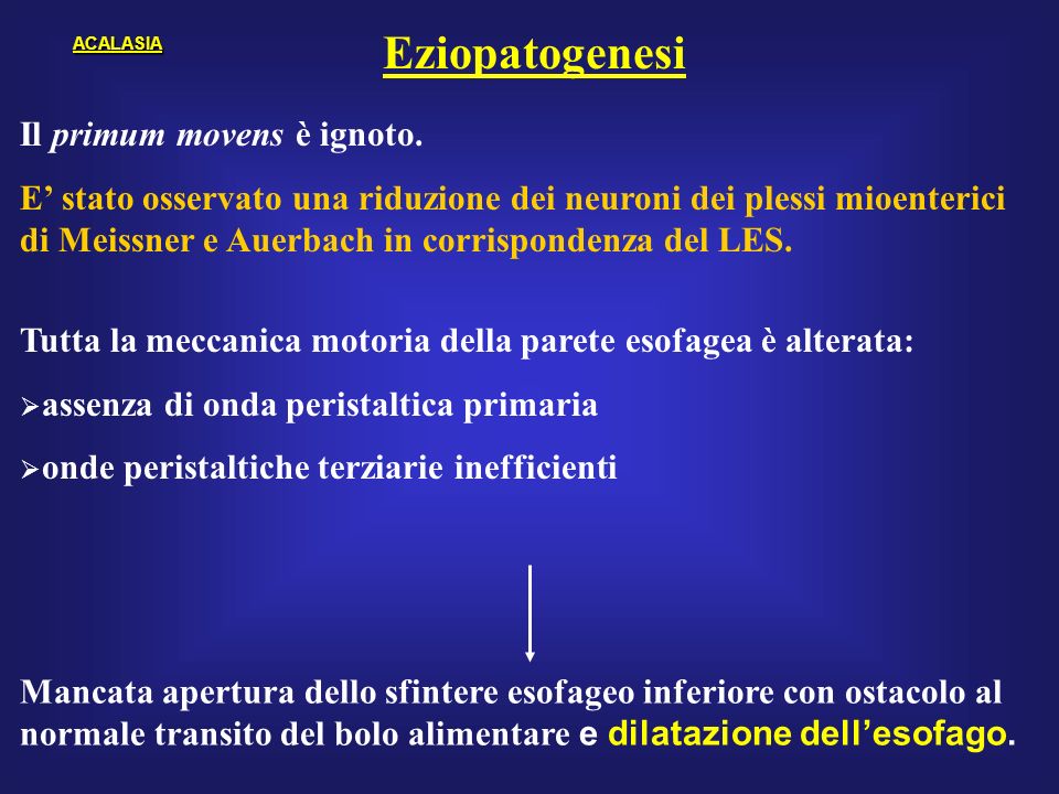 Eziopatogenesi Il primum movens è ignoto.
