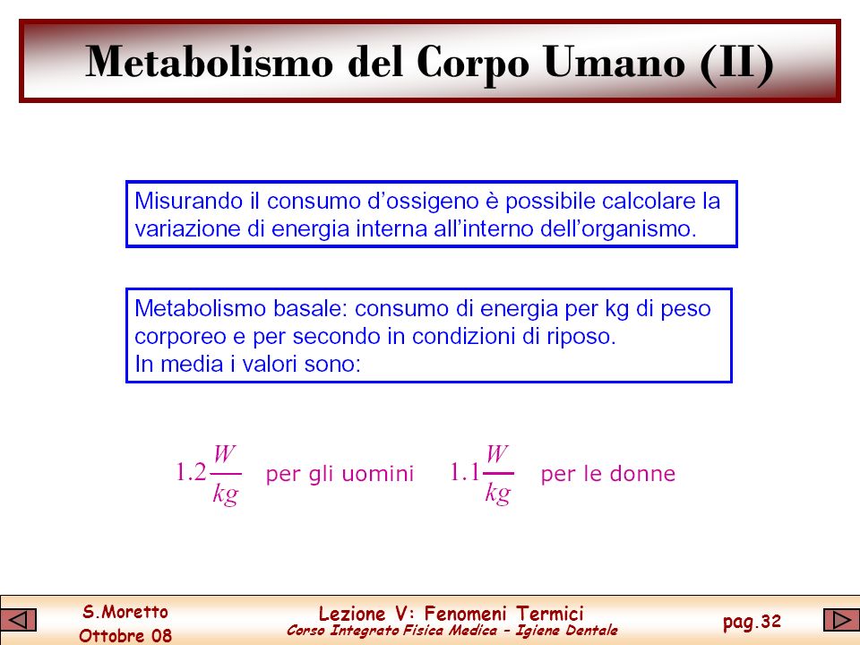 Metabolismo del Corpo Umano (II)