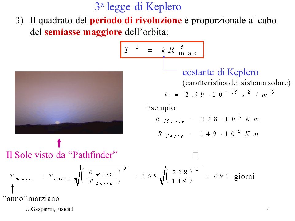 3a legge di Keplero Il quadrato del periodo di rivoluzione è proporzionale al cubo. del semiasse maggiore dell’orbita: