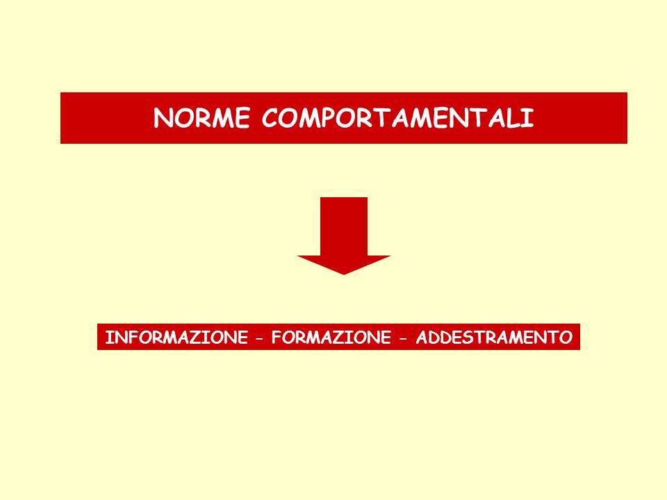 NORME COMPORTAMENTALI INFORMAZIONE - FORMAZIONE - ADDESTRAMENTO