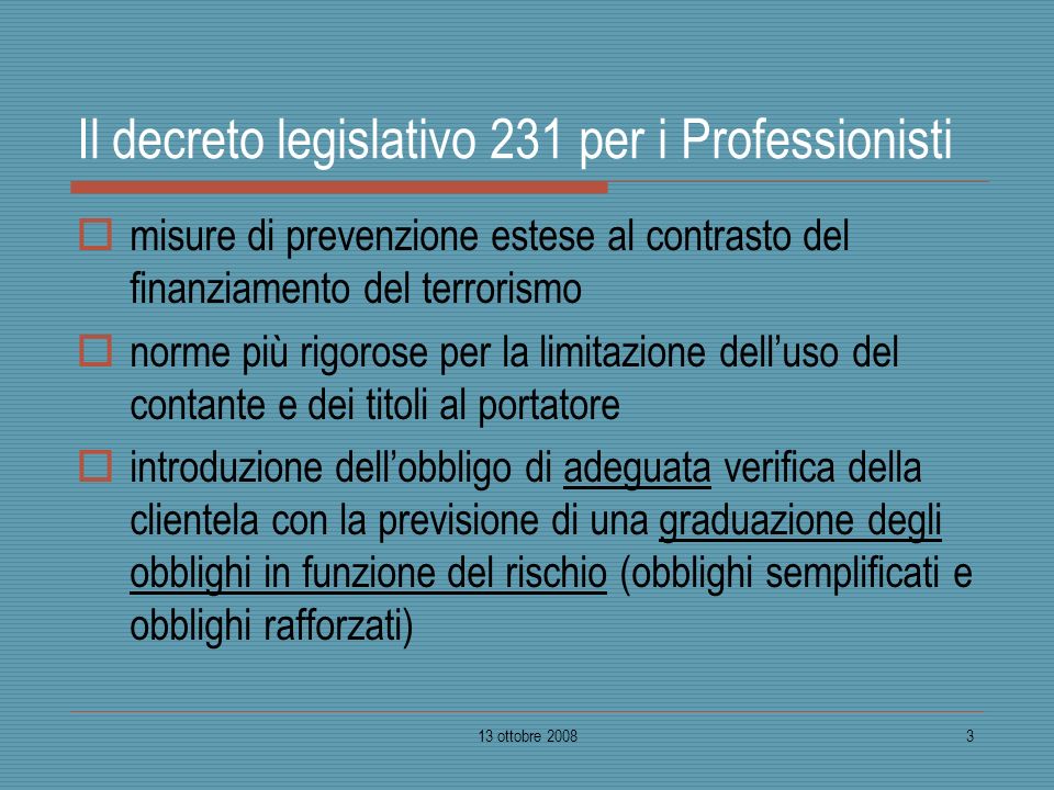 Il decreto legislativo 231 per i Professionisti