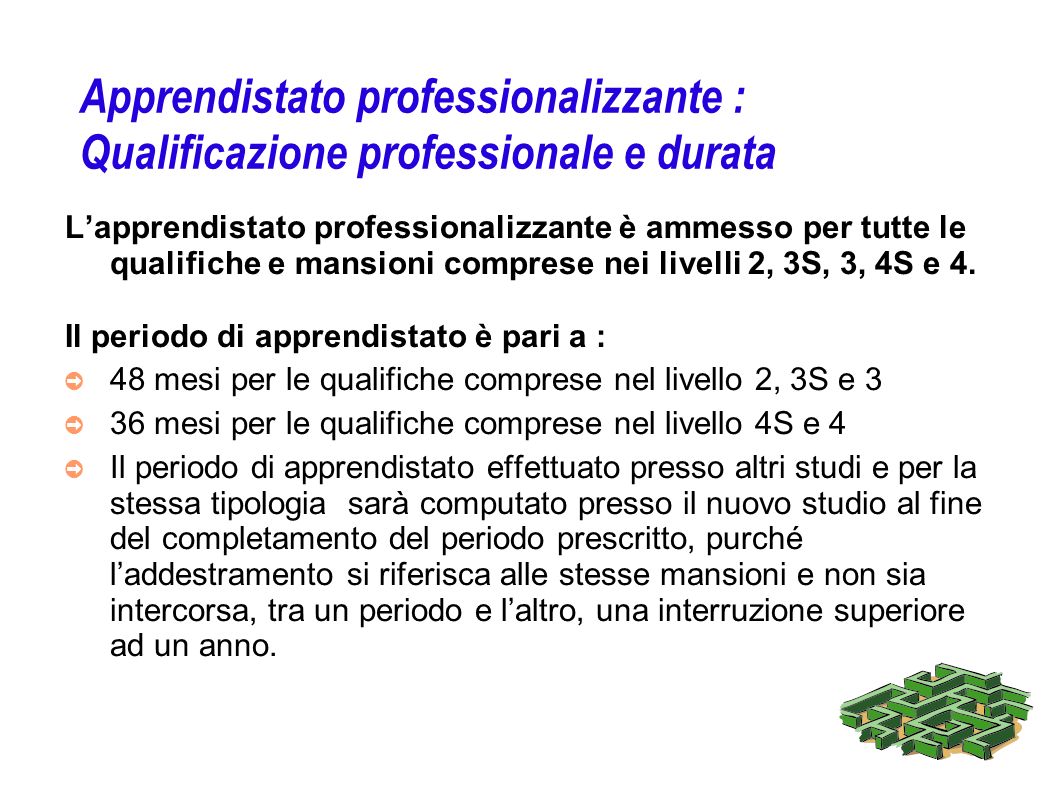 Apprendistato professionalizzante : Qualificazione professionale e durata