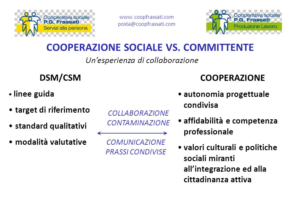 COOPERAZIONE SOCIALE VS. COMMITTENTE