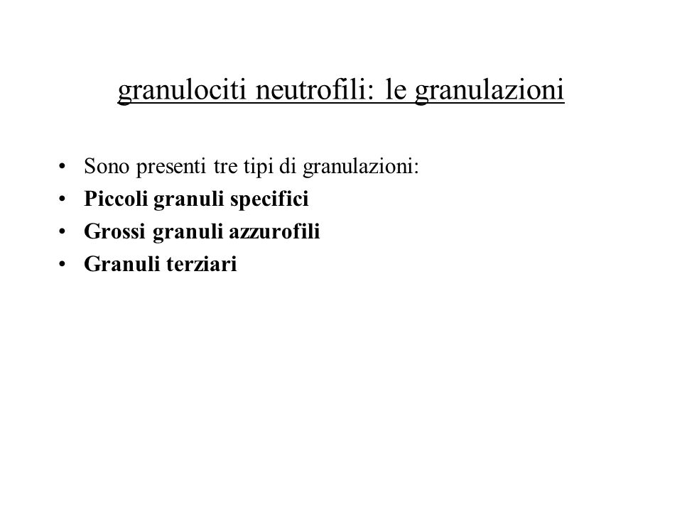granulociti neutrofili: le granulazioni