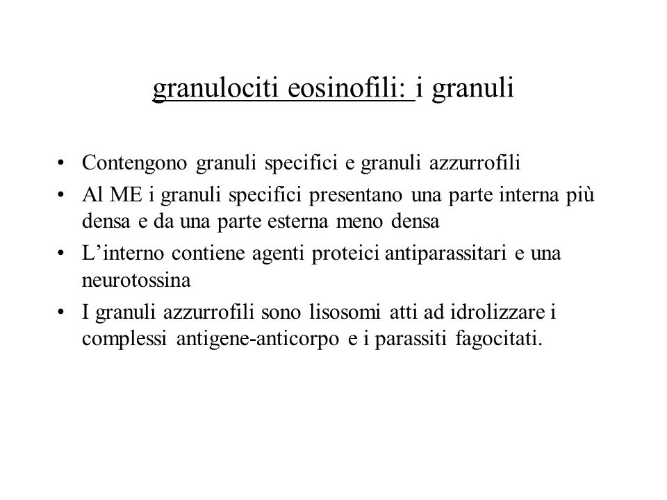 granulociti eosinofili: i granuli