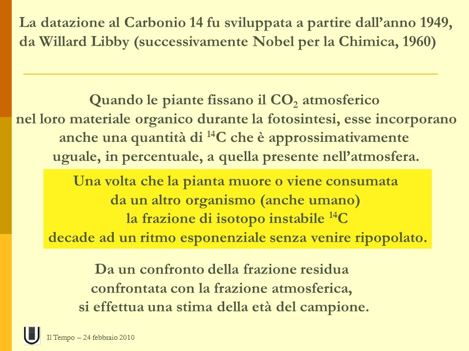 utilizzo del metodo di datazione del carbonio