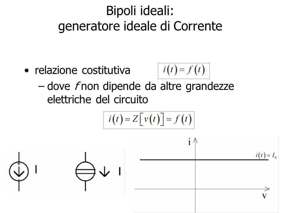 Bipoli ideali: generatore ideale di Corrente
