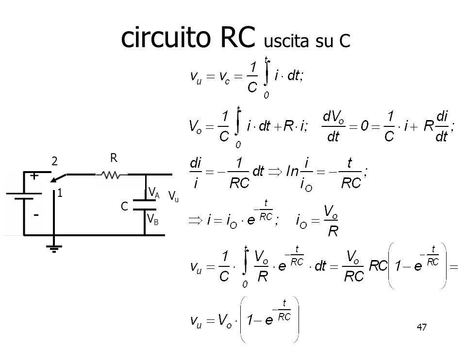 circuito RC uscita su C R 2 1 C VB VA Vo Vu