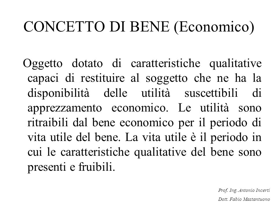 CONCETTO DI BENE (Economico)