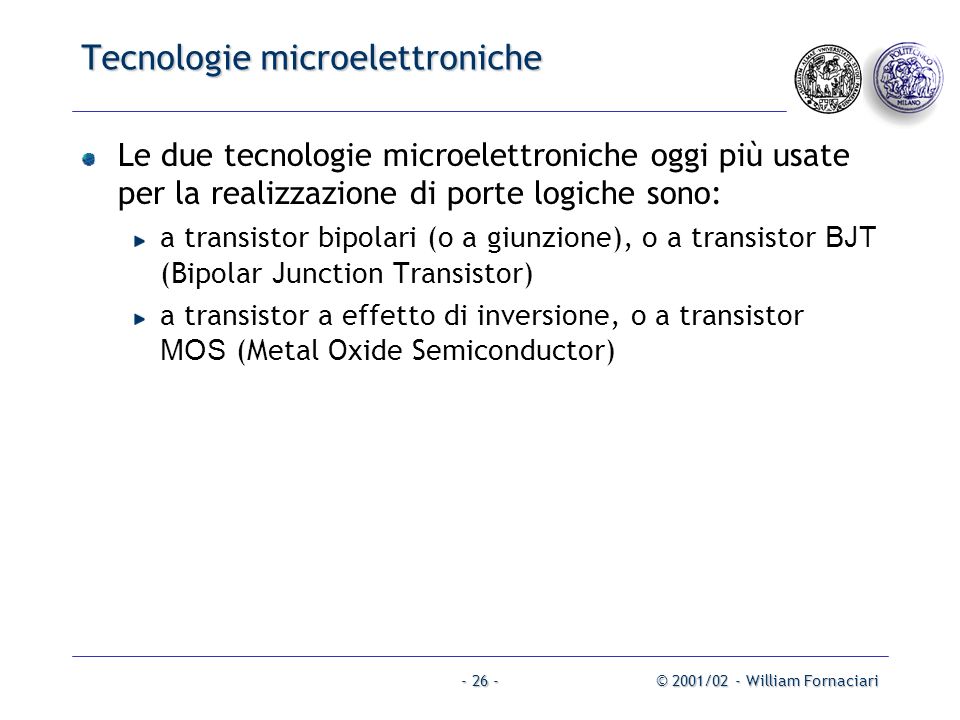 Tecnologie microelettroniche