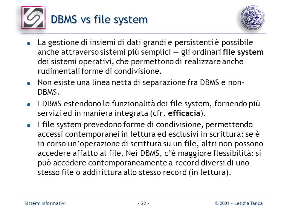 DBMS vs file system