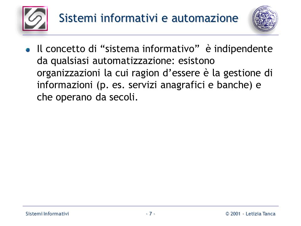 Sistemi informativi e automazione