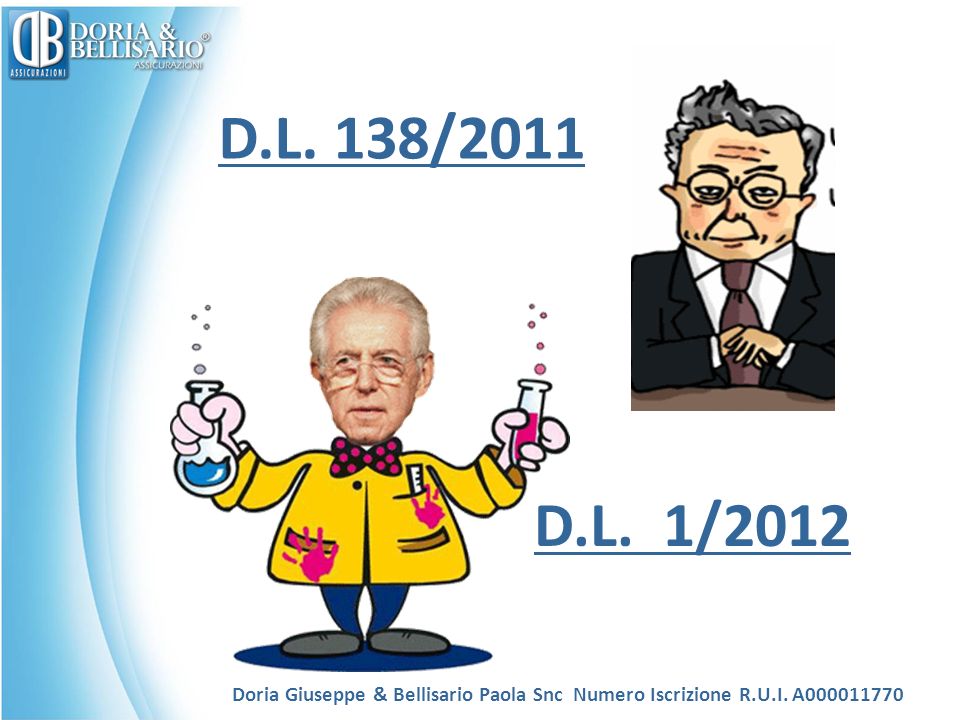 D.L. 138/2011 D.L. 1/2012. Doria Giuseppe & Bellisario Paola Snc Numero Iscrizione R.U.I.