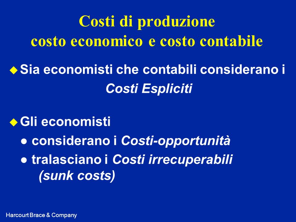 Costi di produzione costo economico e costo contabile